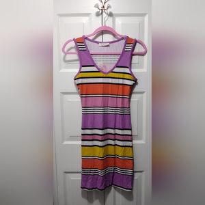 Full Circle Thread Rib Knit Striped Tank Dress